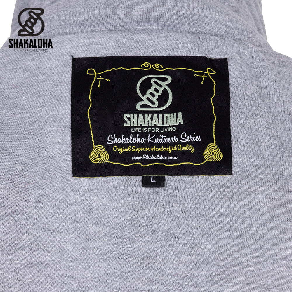 Shakaloha Shakaloha M Waus Azul-Blanco — chaqueta de lana tejida a mano con capucha desmontable y forro de jersey de algodón