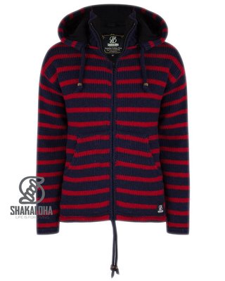 Shakaloha Capucha dividida con cremallera azul marino y rojo