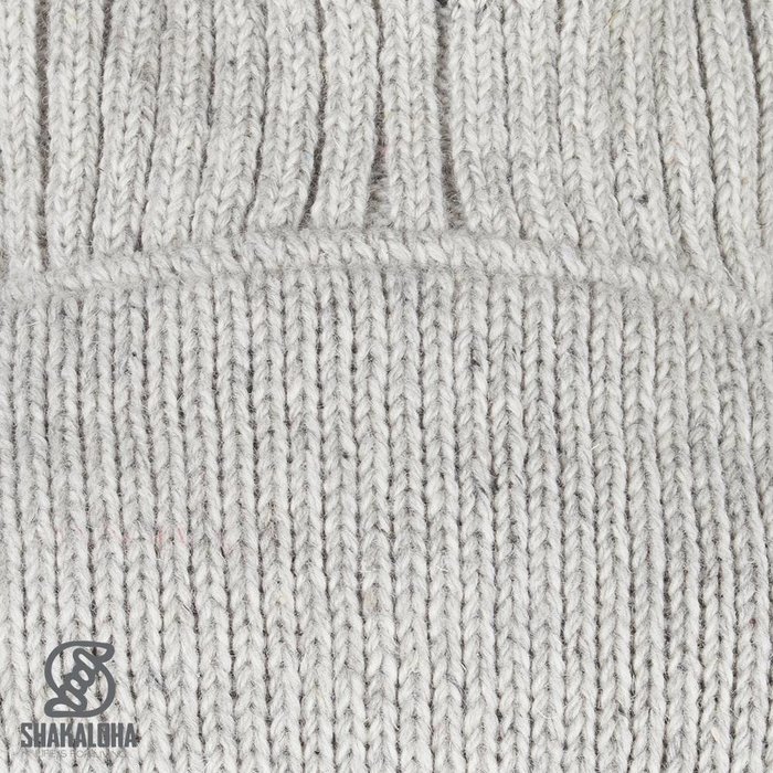 Shakaloha Shakaloha Knitted Woolen Jacket Crush Collar Gray with Fleece Lining and High Collar - Men - Unisex - Handmade in Nepal from sheep's wool