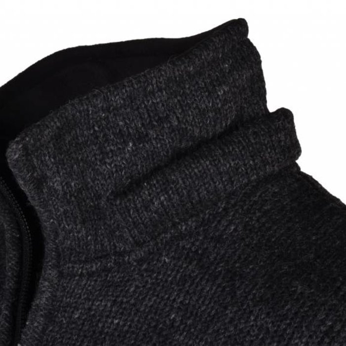 Shakaloha Shakaloha Veste en Laine Tricoté Navigator Anthracite avec Doublure en polaire et Capuche détachable - Hommes - Uni - Fabriqué à la main au Népal en laine de mouton