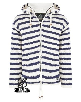 Shakaloha Capucha con cremallera dividida, blanco y azul marino