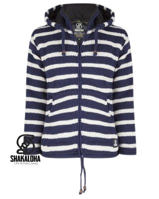 Shakaloha Capucha con cremallera dividida azul marino y blanco