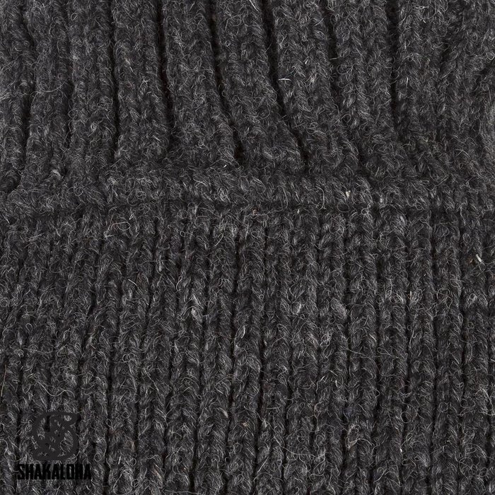 Shakaloha Shakaloha Knitted Woolen Jacket Crush Collar Anthracite with Fleece Lining and High Collar - Men - Unisex - Handmade in Nepal from sheep's wool
