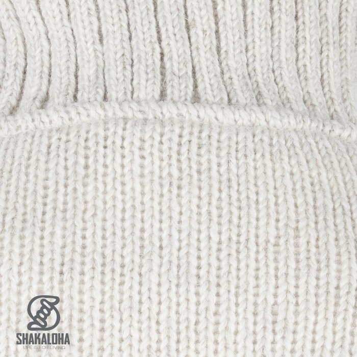 Shakaloha Chaleco de punto de lana Shakaloha, cuello alto, beige crema, forro polar - Hombre/Unisex - Hecho a mano en Nepal con lana de oveja