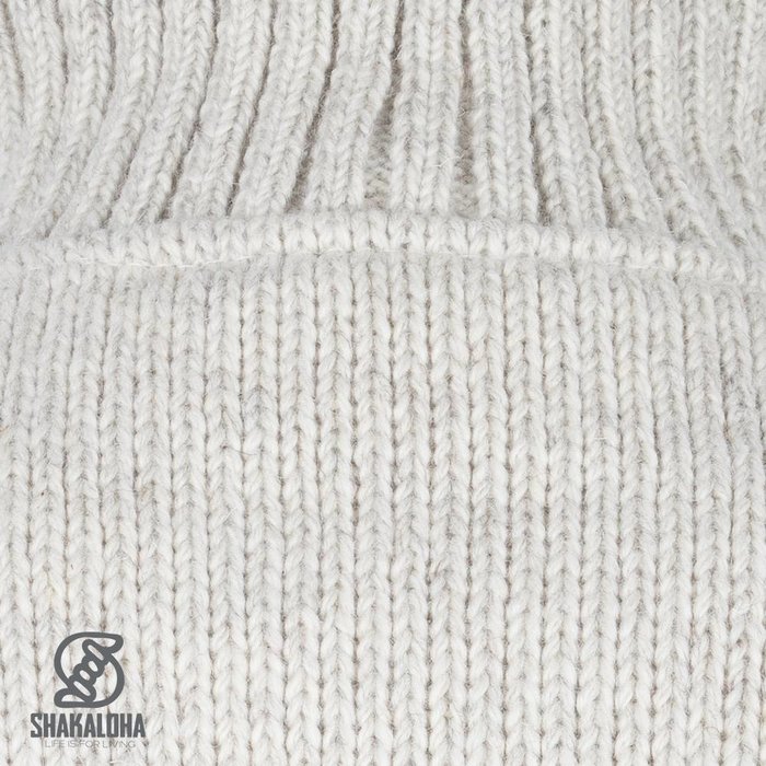 Shakaloha Shakaloha Gestrickte Wollweste Flash Collar Beige Creme mit Fleecefutter und hohem Kragen – Herren/Uni – Handgefertigt in Nepal aus Schafwolle