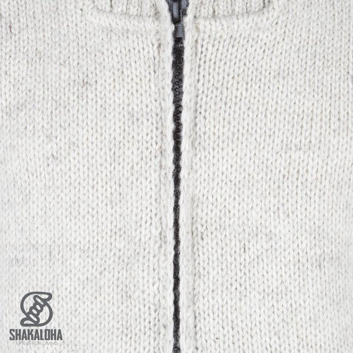 Shakaloha Shakaloha Gestrickte Wollweste Flash Collar Beige Creme mit Fleecefutter und hohem Kragen – Herren/Uni – Handgefertigt in Nepal aus Schafwolle