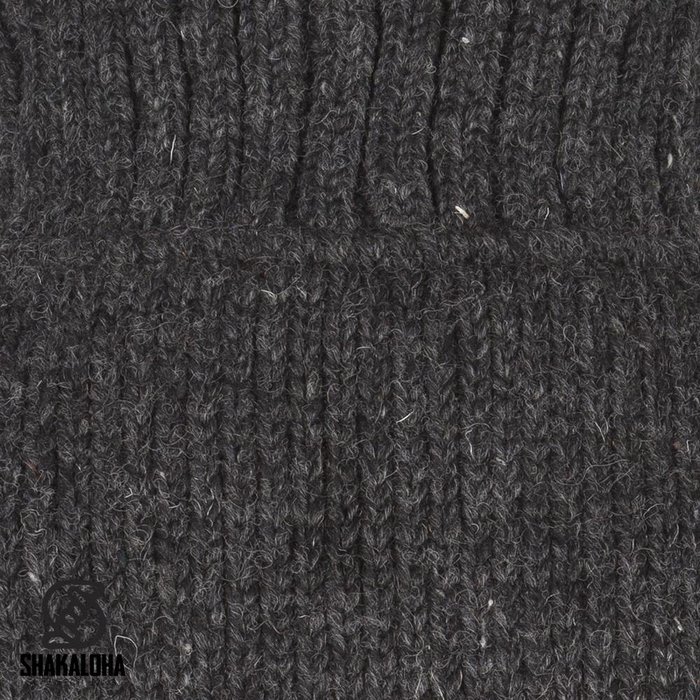 Shakaloha Shakaloha Knitted Woolen Jacket Flash Collar Anthracite with Fleece Lining and High Collar - Men - Unisex - Handmade in Nepal from sheep's wool