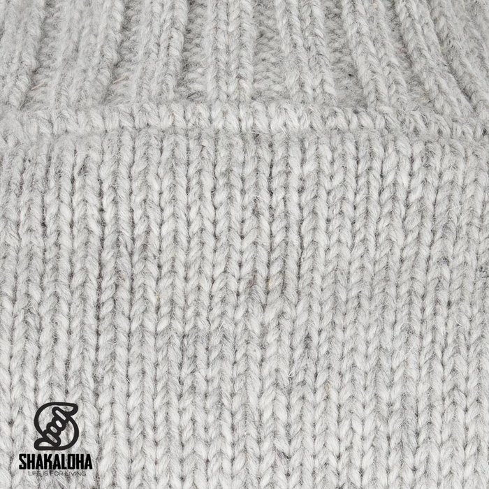 Shakaloha Chaleco de punto de lana Shakaloha, gris, con cuello alto y forro polar - Hombre/Unisex - Hecho a mano en Nepal con lana de oveja