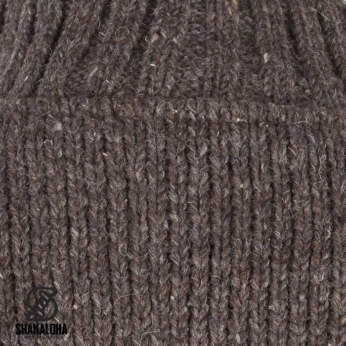 Shakaloha Shakaloha Knitted Woolen Jacket Flash Collar Dark brown with Fleece Lining and High Collar - Men - Unisex - Handmade in Nepal from sheep's wool