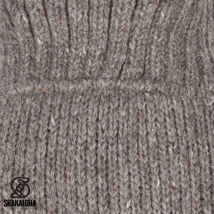 Shakaloha Shakaloha Knitted Woolen Jacket Flash Collar Light Brown Taupe with Fleece Lining and High Collar - Men - Unisex - Handmade in Nepal from sheep's wool
