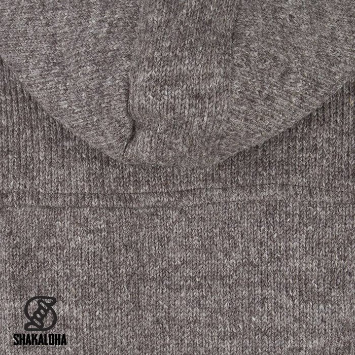 Shakaloha Shakaloha Gebreid Wollen Vest Navigator Licht Bruin Taupe met Fleece Voering en Afneembare Capuchon - Man/Uni - Handgemaakt in Nepal van Schapenwol
