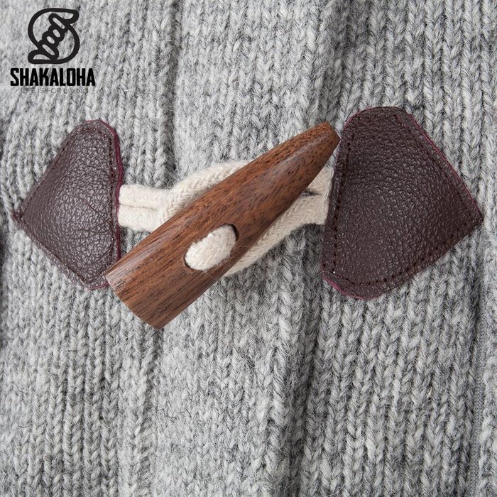 Shakaloha Shakaloha Veste en Laine Tricoté Cody gris avec Doublure en polaire et Capuche détachable - Femmes - Fabriqué à la main au Népal en laine de mouton