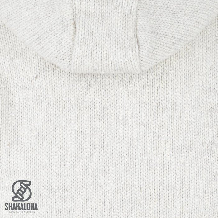 Shakaloha Shakaloha Veste en Laine Tricoté Crush Ziphood Crème beige avec Doublure en polaire et Capuche détachable - Hommes - Uni - Fabriqué à la main au Népal en laine de mouton