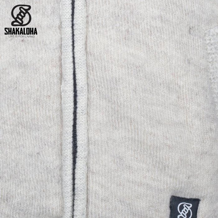 Shakaloha Chaleco de punto de lana Shakaloha Finn beige crema con forro polar y capucha desmontable - Hombre/Unisex - Hecho a mano en Nepal con lana de oveja