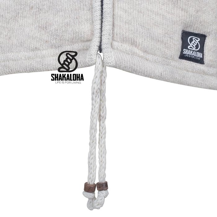 Shakaloha Chaleco de punto de lana Shakaloha Finn beige crema con forro polar y capucha desmontable - Hombre/Unisex - Hecho a mano en Nepal con lana de oveja