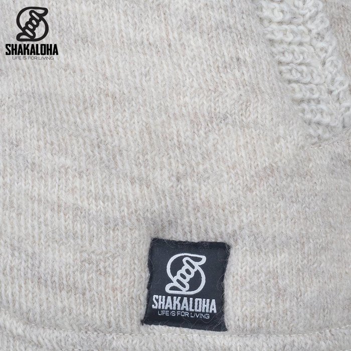 Shakaloha Gilet in lana lavorato a maglia Shakaloha Finn Beige Crema con fodera in pile e cappuccio staccabile - Uomo/Uniforme - Fatto a mano in Nepal con lana di pecora