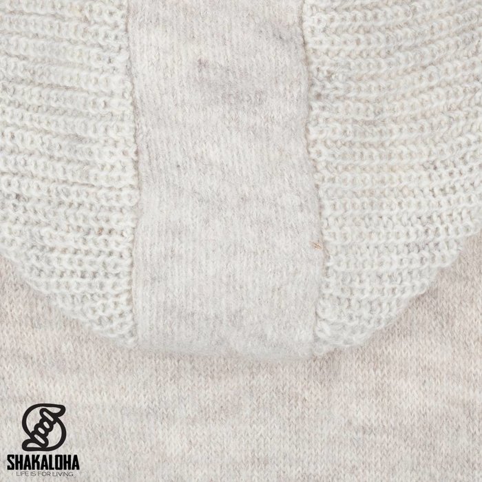 Shakaloha Shakaloha Knitted Woolen Jacket Finn Beige Cream with Fleece Lining and Detachable Hood - Men - Unisex - Handmade in Nepal from sheep's wool