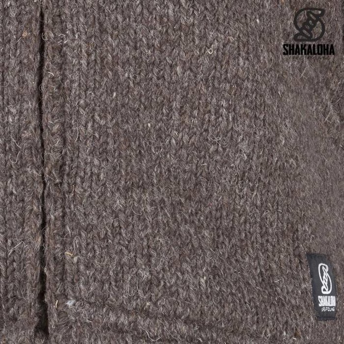 Shakaloha Chaleco de punto de lana Shakaloha Flash Ziphood marrón oscuro con forro polar y capucha desmontable - Hombre/Unisex - Hecho a mano en Nepal con lana de oveja
