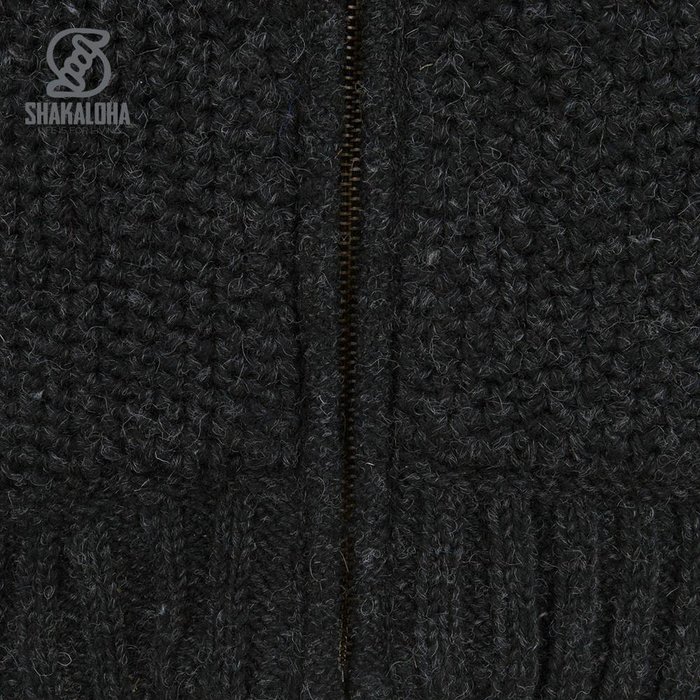 Shakaloha Shakaloha Gebreid Wollen Vest Chuck Ziphood Antraciet met Fleece Voering en Afneembare Capuchon - Man/Uni - Handgemaakt in Nepal van Schapenwol