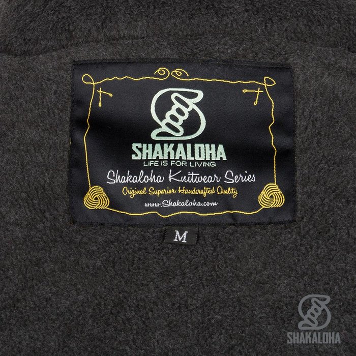 Shakaloha Chaleco de punto de lana Shakaloha Chuck Ziphood antracita con forro polar y capucha desmontable - Hombre/Unisex - Hecho a mano en Nepal con lana de oveja