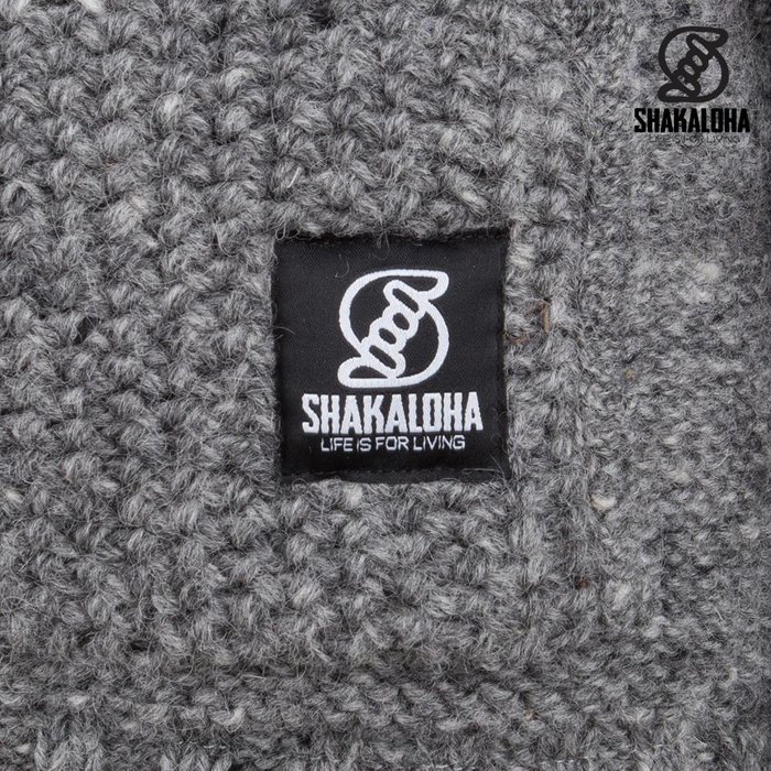 Shakaloha Shakaloha Strick-Wollweste Chuck Ziphood Grau mit Fleecefutter und abnehmbarer Kapuze – Herren/Uni – Handgefertigt in Nepal aus Schafwolle