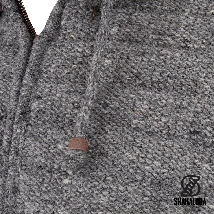 Shakaloha Gilet tricoté en laine Shakaloha Chuck Ziphood gris avec doublure polaire et capuche amovible - Homme/Uni - Fabriqué au Népal en laine de mouton