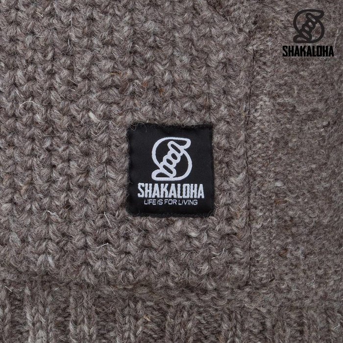 Shakaloha Shakaloha Knitted Woolen Jacket Chuck Ziphood Light Brown Taupe with Fleece Lining and Detachable Hood - Men - Unisex - Handmade in Nepal from sheep's wool