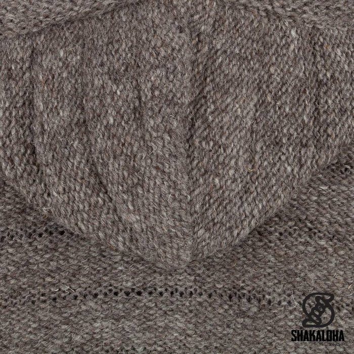 Shakaloha Shakaloha Veste en Laine Tricoté Chuck Ziphood Taupe marron clair avec Doublure en polaire et Capuche détachable - Hommes - Uni - Fabriqué à la main au Népal en laine de mouton