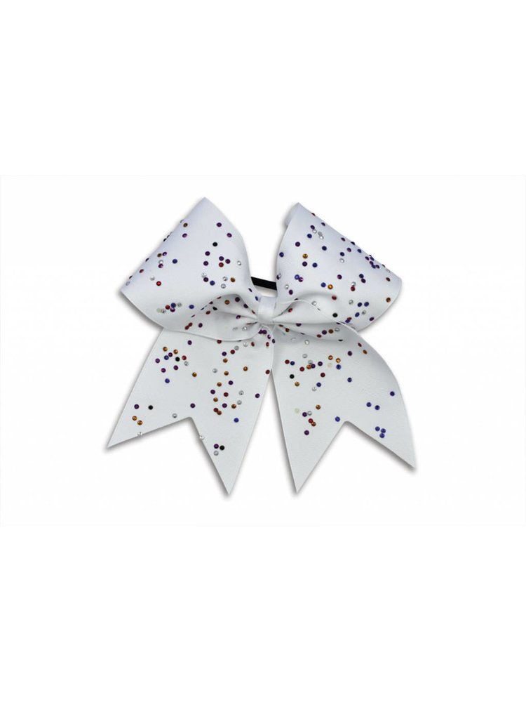 Pizzazz Cheerleader Hairbow wit met strass steentjes