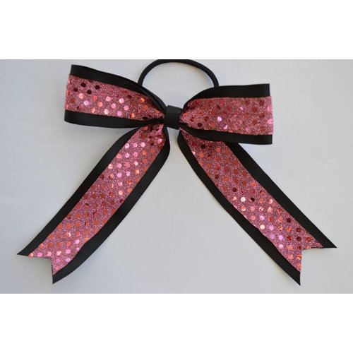 Cheerleader haarstrik glitter roze