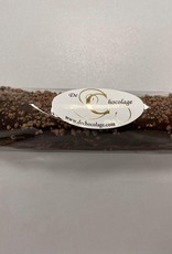 Date bar covered with dark chocolate & cocoa nibs