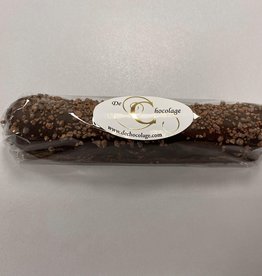 Date bar covered with dark chocolate & cocoa nibs