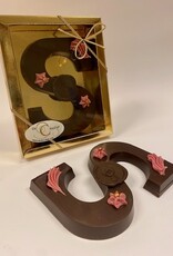Dark chocolate letter with raspberry filling