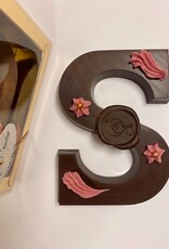 Dark chocolate letter with raspberry filling