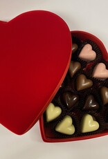 Velvet heart box with heart chocolates