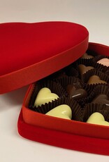 Velvet heart box with heart chocolates