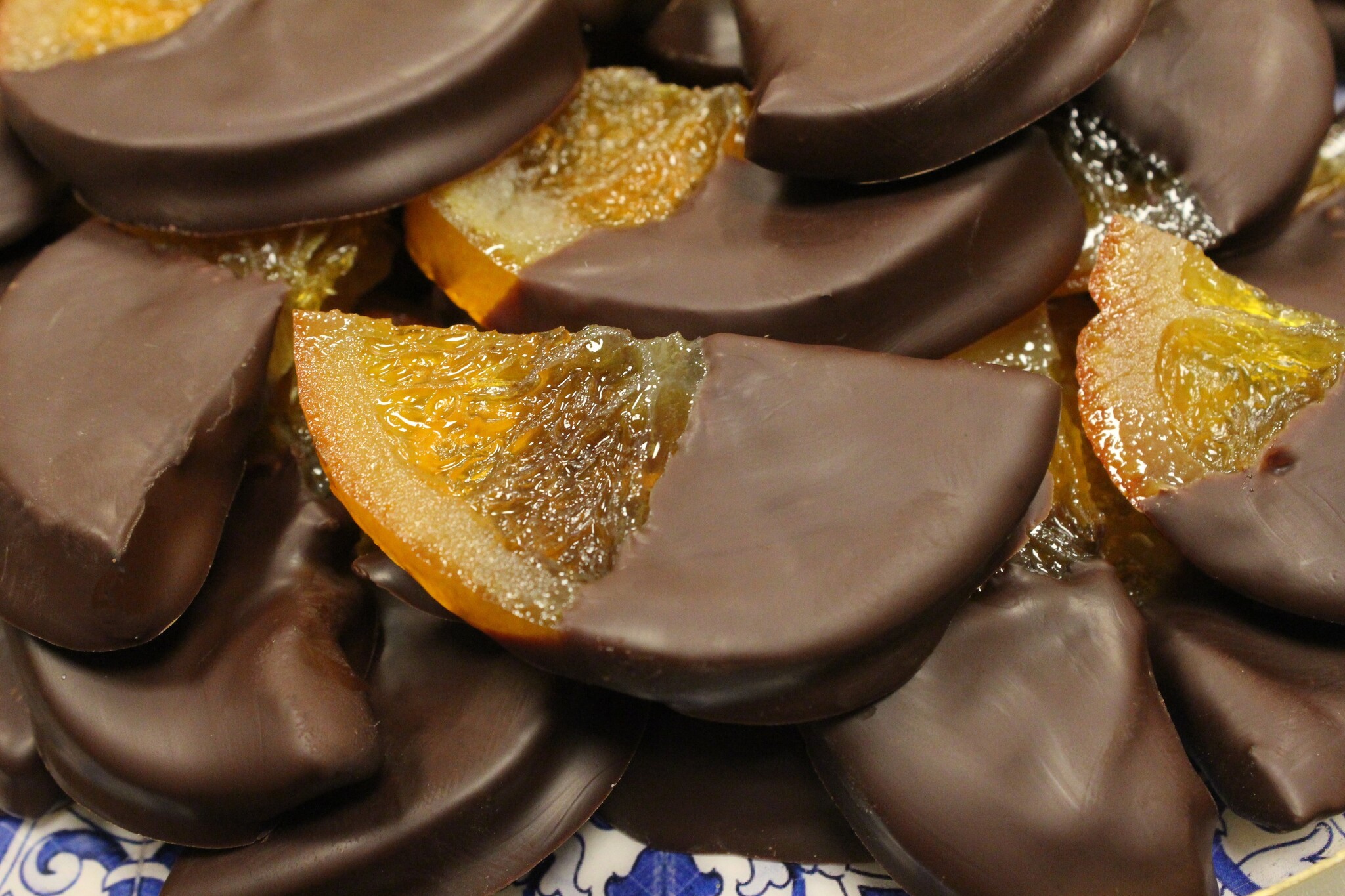 Candied orange dipped in dark chocolate