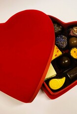 Velvet heart box with mixed chocolates