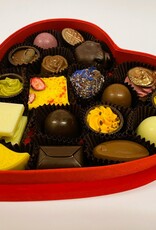 Velvet heart box with mixed chocolates