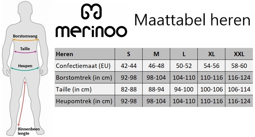 Maattabel thermo & thermokleding - Thermowear - Thermowear