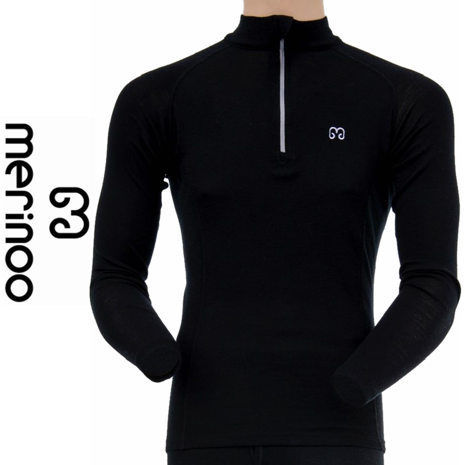 Merinoo (100% merino) thermoshirt met zip voor mannen