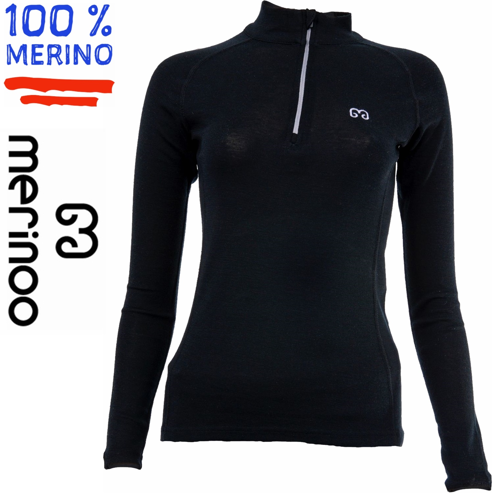 Merinoo | 200 | Thermoshirt met zip voor vrouwen - 100 % merino baselayers