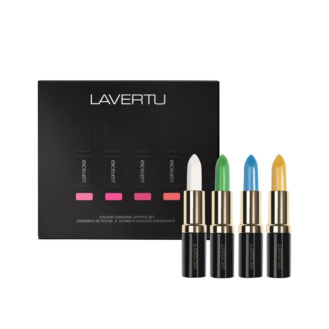 LAVERTU Lippenstift Excellent set - Langhaftender, pflegender und wasserfester Lippenstift, der sich an deinen pH-Wert anpasst.