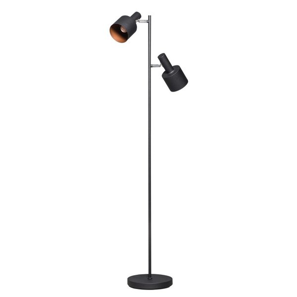 kan zijn toevoegen Boos worden Moderne zwarte staande leeslamp met 2 verstelbare lampen - Light Collection