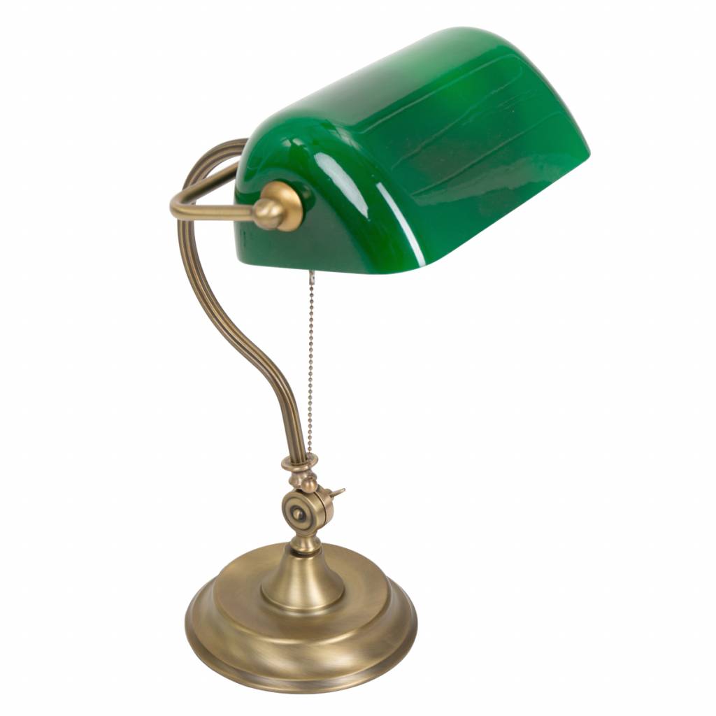 ongeduldig Stuiteren houten Bankierslamp Belana Brons met groen glas - Light Collection