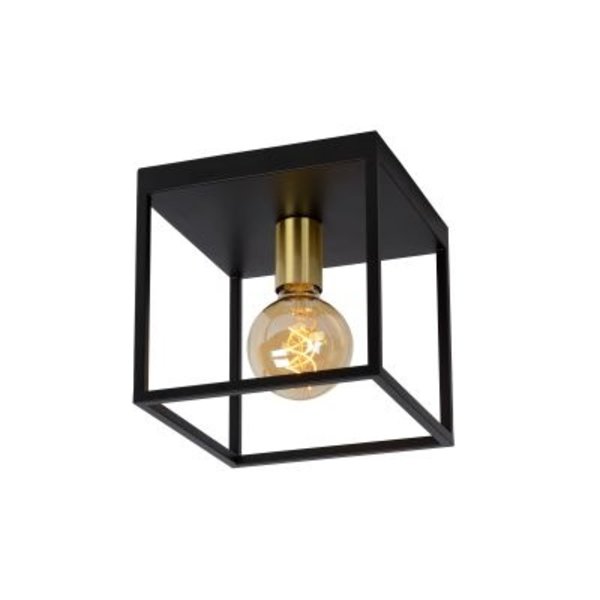 Speeltoestellen rijkdom Besmetten Vierkante plafondlamp Ruben met zwart frame met goudkleurige fitting -  Light Collection