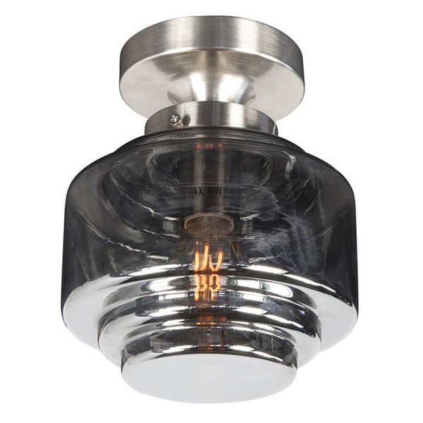 ontsmettingsmiddel ik ben ziek Fonetiek Plafondlamp rvs met smoke Cambridge glas - Light Collection