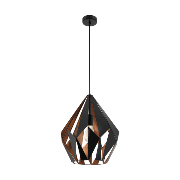 Eglo Hanging lamp Carlton 1 Black-Copper