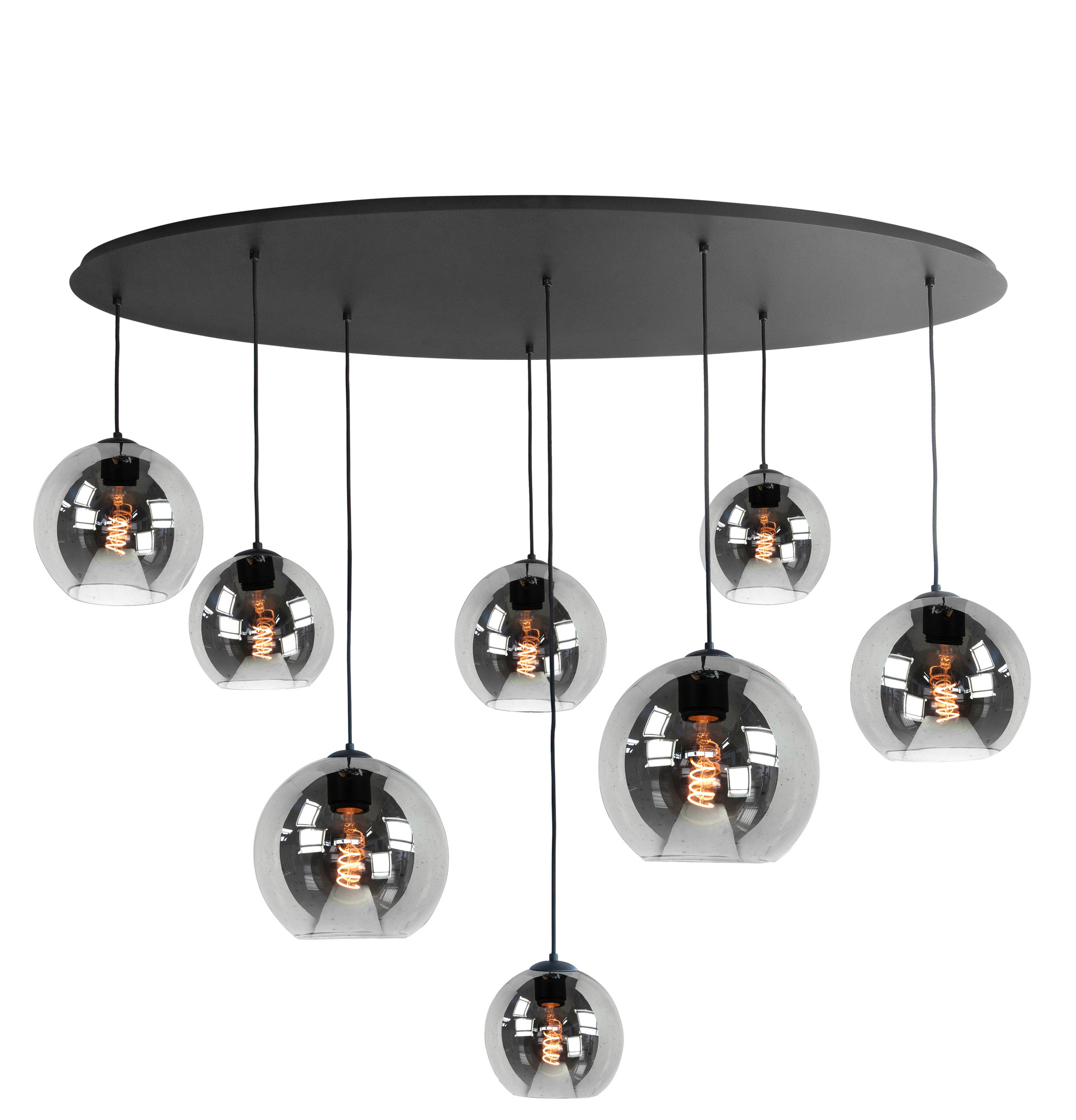 Neerduwen Meestal mate Ovale hanglamp zwart met 8 pendels - Light Collection