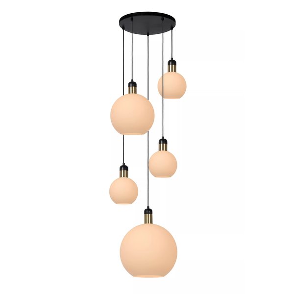 Lucide Hanglamp Julius 5 lichts rond opaal glas